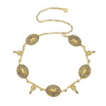 Damen western kettengürtel mit kuhschädel und pferdemedaillons - gold