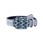 Damen western leder gürtel mit türkis akzenten schnalle - weiß 102cm