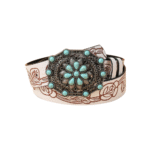 Damen western leder gürtel mit türkis akzenten schnalle - weiß 102cm 1