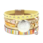 Damen western leder mehrlagiges charmarmband - gelb