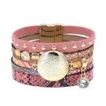 Damen western leder mehrlagiges charmarmband - lila