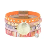 Damen western leder mehrlagiges charmarmband - 17cm