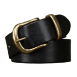 Damen western ledergürtel mit kupferstift schnalle - schwarz