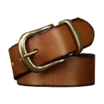 Damen western ledergürtel mit kupferstift schnalle - khaki