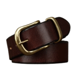 Damen western ledergürtel mit kupferstift schnalle - braun