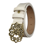 Damen western ledergürtel mit verzierter metallschnalle - weiß