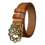 Damen western ledergürtel mit verzierter metallschnalle - braun