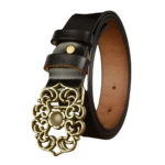 Damen western ledergürtel mit verzierter metallschnalle - schwarz