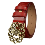 Damen western ledergürtel mit verzierter metallschnalle - rot