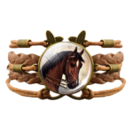 Damen western pferd lederarmband mit vintage geflochtenen bändern