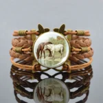 Damen western pferd lederarmband mit vintage geflochtenen bändern - wie dargestellt