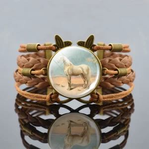 Damen western pferd lederarmband mit vintage geflochtenen bändern - wie gezeigt 1