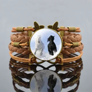 Damen western pferd lederarmband mit vintage geflochtenen bändern - wie gezeigt 4