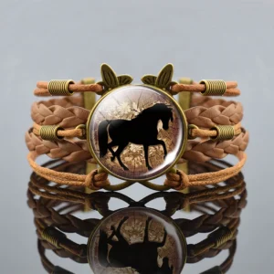 Damen western pferd lederarmband mit vintage geflochtenen bändern - wie gezeigt 7