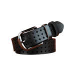 Damen-westerngürtel aus echtem leder mit kariertem ausgeschnittenem design - schwarz