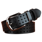 Damen-westerngürtel aus echtem leder mit kariertem ausgeschnittenem design