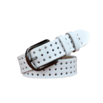 Damen-westerngürtel aus echtem leder mit kariertem ausgeschnittenem design - Weiß