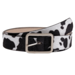 Damen westerngürtel in kuhprint mit kunstpelzdetail