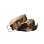 Damen westerngürtel in kuhprint mit kunstpelzdetail - braun