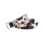 Damen westerngürtel in kuhprint mit kunstpelzdetail - beige