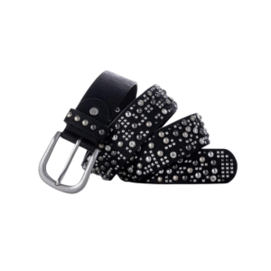 Damen westerngürtel mit strassbesatz und nietendetail - schwarz