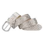 Damen-westerngürtel mit strasssteinen und nietenverzierungen - weiß silber