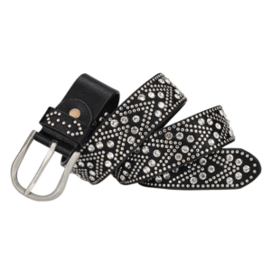 Damen-westerngürtel mit strasssteinen und nietenverzierungen - schwarz