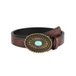 Damen-westerngürtel mit verzierter schnalle und steinakzent - braun 112cm