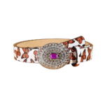 Damen-westerngürtel mit verzierter schnalle und steinakzent - weiß 112cm