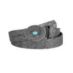 Damen-westerngürtel mit verzierter schnalle und steinakzent - grau 112 cm