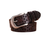 Damenblumiger westerner ledergürtel - Dunkelbraun