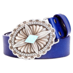 Damenlederwesterngürtel mit verzierter silberschnalle