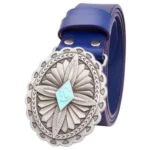 Damenlederwesterngürtel mit verzierter silberschnalle - A4