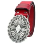 Damenlederwesterngürtel mit verzierter silberschnalle - B3