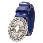 Damenlederwesterngürtel mit verzierter silberschnalle - B4