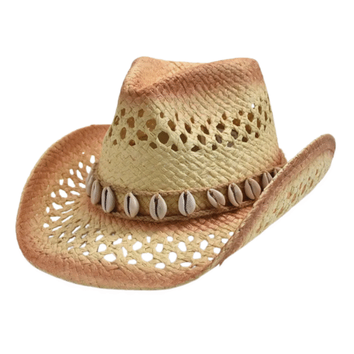 Damenstrohcowboyhut mit muschelband