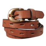 Damenwestern gürtel aus echtem leder mit kupferschnalle – retro stil - hellbraun