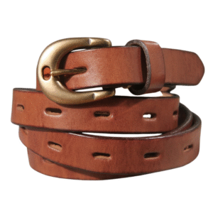 Damenwestern gürtel aus echtem leder mit kupferschnalle – retro stil - hellbraun