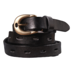 Damenwestern gürtel aus echtem leder mit kupferschnalle – retro stil - schwarz