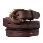 Damenwestern gürtel aus echtem leder mit kupferschnalle – retro stil - kaffee