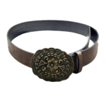 Damenwestern gürtel mit antiker blumenschnalle - braun stil 2
