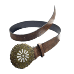 Damenwestern gürtel mit antiker blumenschnalle - braun stil 1