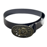 Damenwestern gürtel mit antiker blumenschnalle - schwarze variation 2