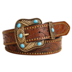 Damenwestern gürtel mit gearbeitetem muster und dekorativer schnalle
