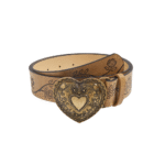 Damenwestern herzschnallengürtel mit floral geprägtem design - khaki