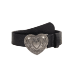 Damenwestern herzschnallengürtel mit floral geprägtem design - schwarz