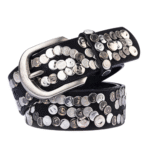 Damenwestern ledergürtel mit geometrischem nieten design