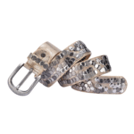 Damenwestern ledergürtel mit geometrischem nieten design - gold