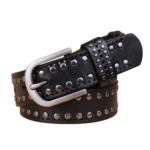 Damenwestern nietenbesetzter echtem rindledergürtel - schwarz