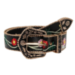 Damenwesterngürtel mit blumenbesticktem schnallendetail